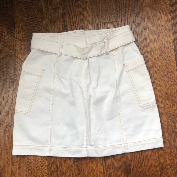 TOPSHOP White Button Down Belted Skirt Size 8 - Picture 2 of 5